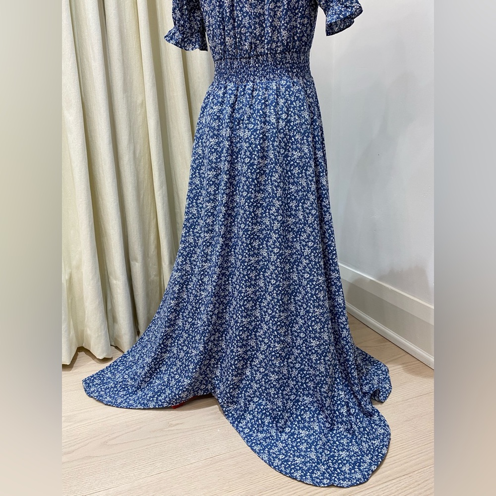 Hayden Navy Floral Maxi Dress with Cream Accents - Picture 11 of 15
